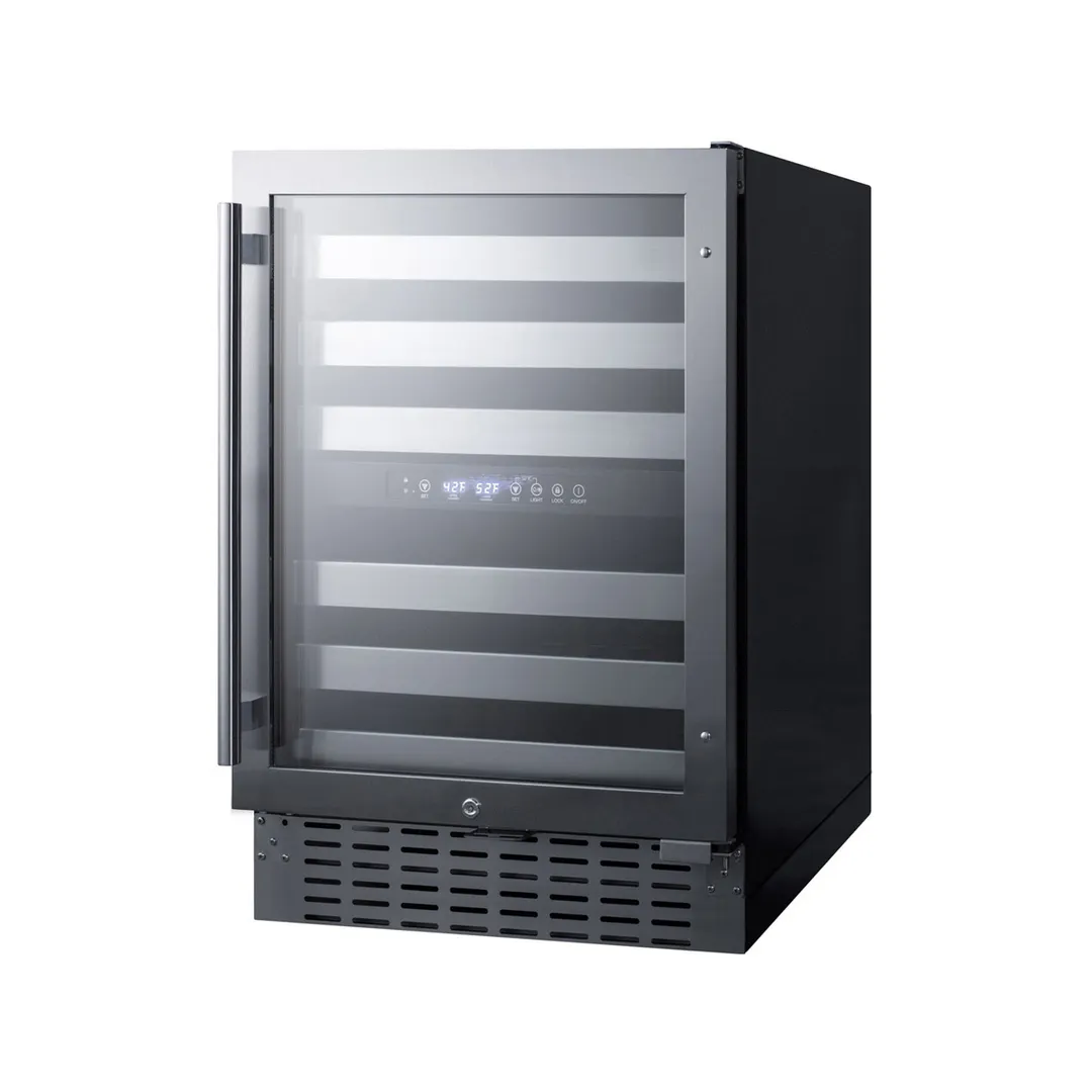 Summit SWC532BLBIST 24" Glass Door Wine Refrigerator, Dual Temperature, 46 Bottles