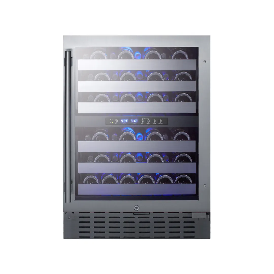 Summit SWC532BLBIST 24" Glass Door Wine Refrigerator, Dual Temperature, 46 Bottles