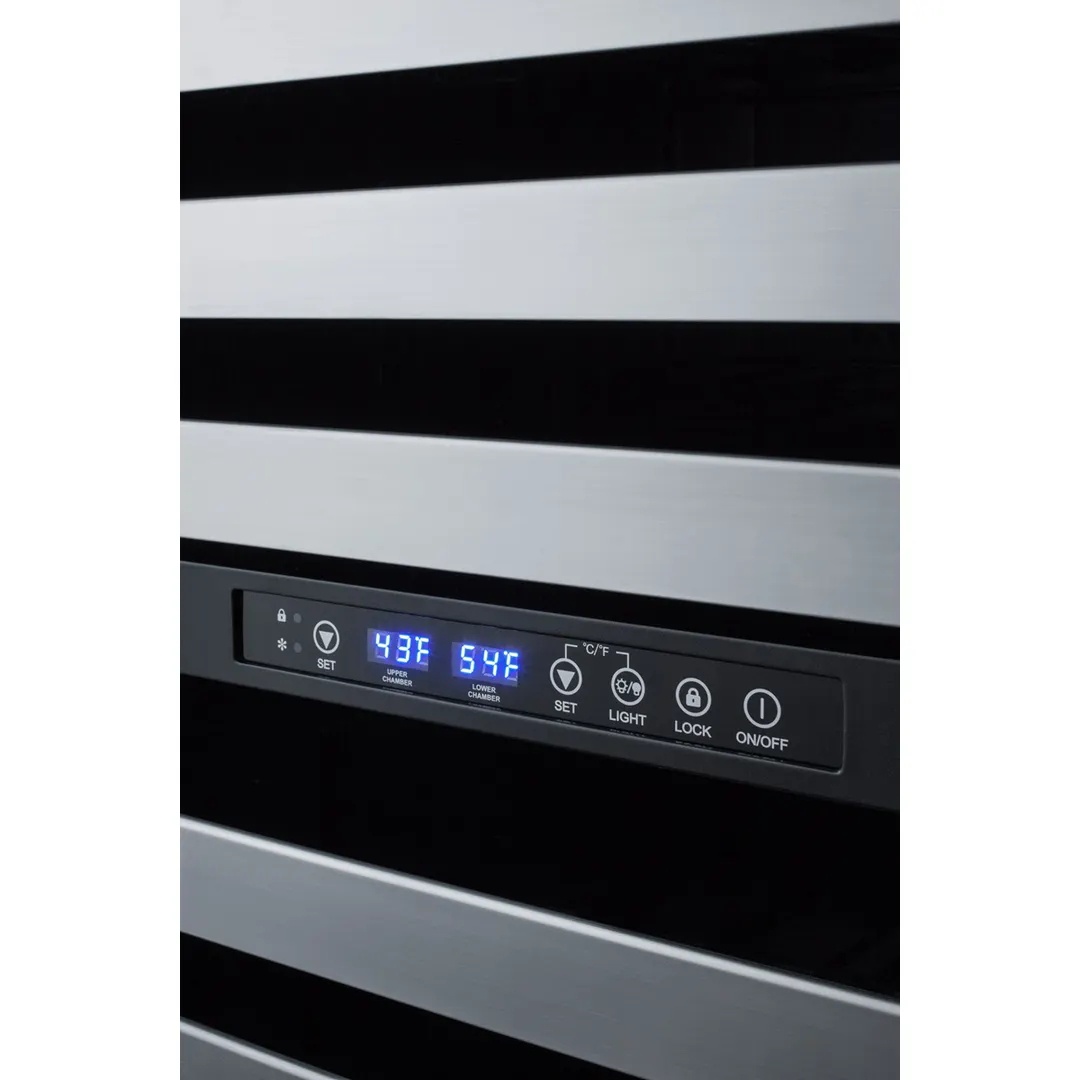 Summit SWC532BLBIST 24" Glass Door Wine Refrigerator, Dual Temperature, 46 Bottles