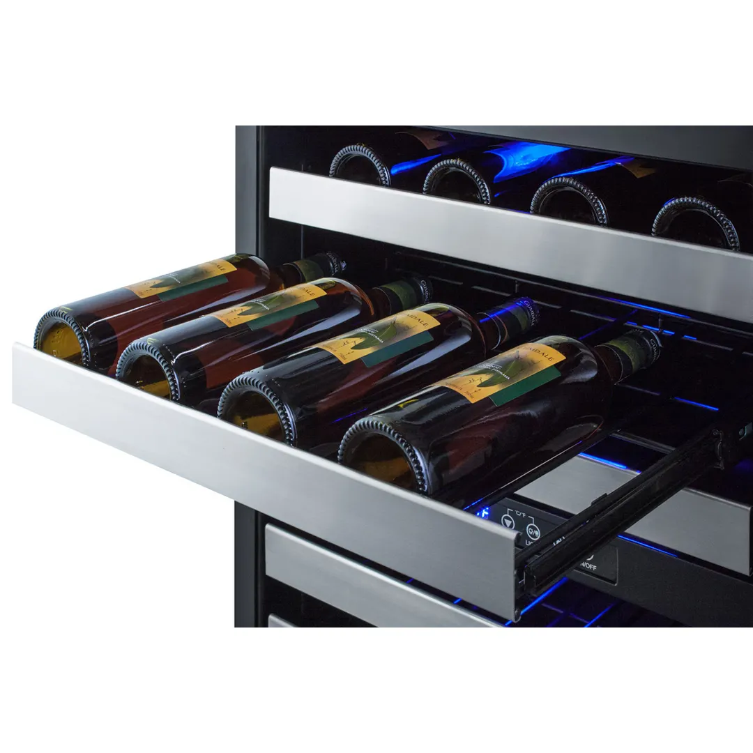 Summit SWC532BLBISTCSS 24" Glass Door Wine Refrigerator, Dual Temperature, 46 Bottles