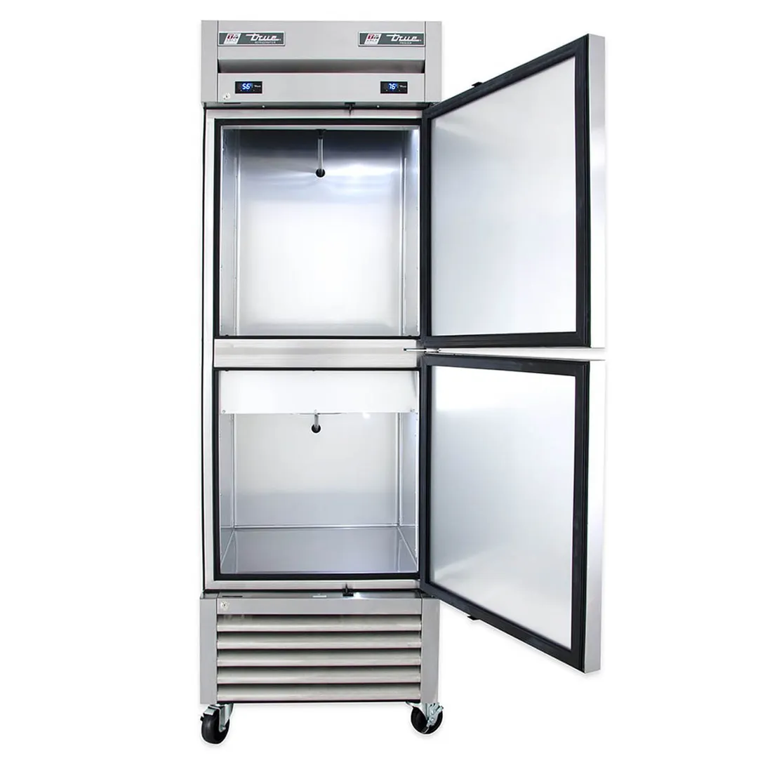 True T-23DT-HC 27" 1-Section Reach-In Refrigerator Freezer Combo w/ 2 Half Solid Doors