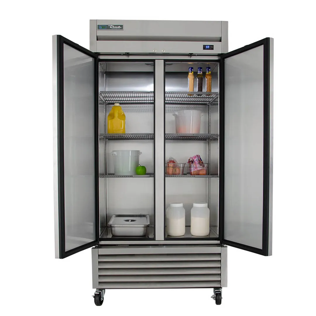 True T-35-HC 39" 2-Section Reach-In Refrigerator w/ 2 Solid Doors, Bottom Mount, Stainless Steel Front-Aluminum Sides