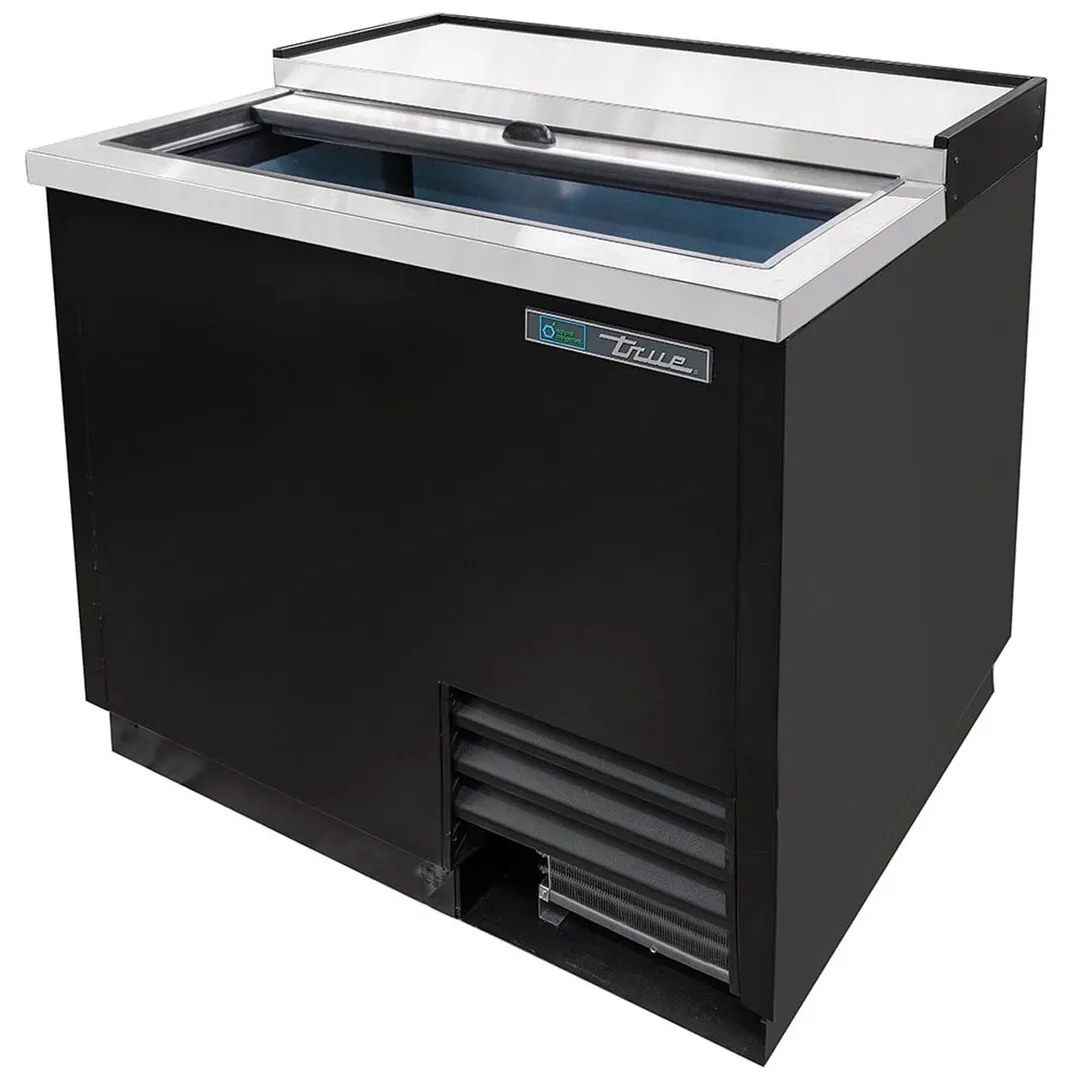 True T-36-GC-HC 36" Black Glass & Plate Chiller, 180 Mugs Capacity
