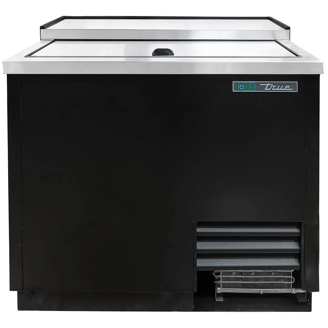 True T-36-GC-HC 36" Black Glass & Plate Chiller, 180 Mugs Capacity
