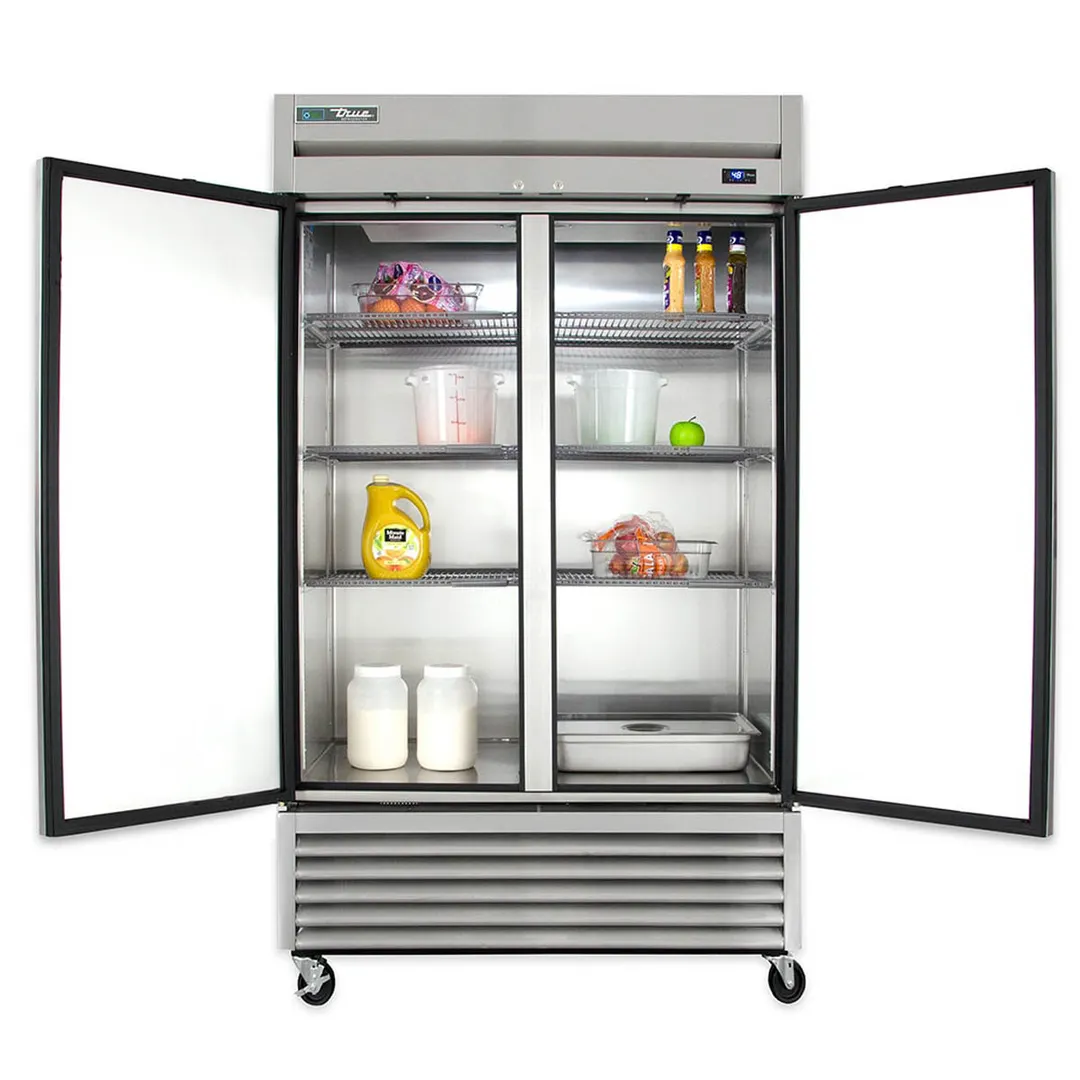 True T-43-HC 47" 2-Section Reach-In Refrigerator w/ 2 Solid Doors, Bottom Mount, Stainless Steel Front-Aluminum Sides