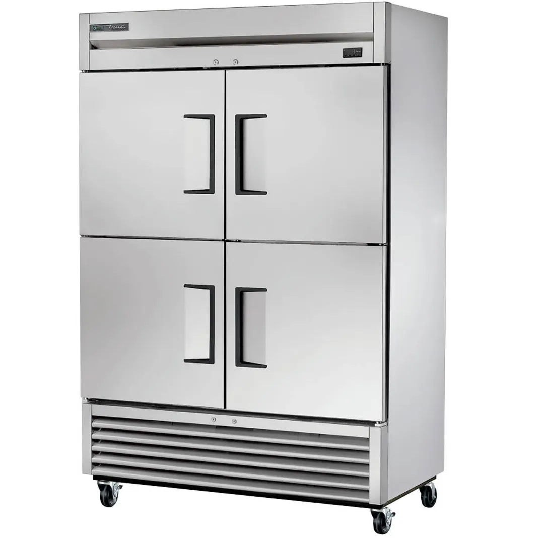 True T-49-4-HC 54" 2-Section Reach-In Refrigerator w/ 4 Solid Half Doors, Bottom Mount, Stainless Steel Front-Aluminum Sides