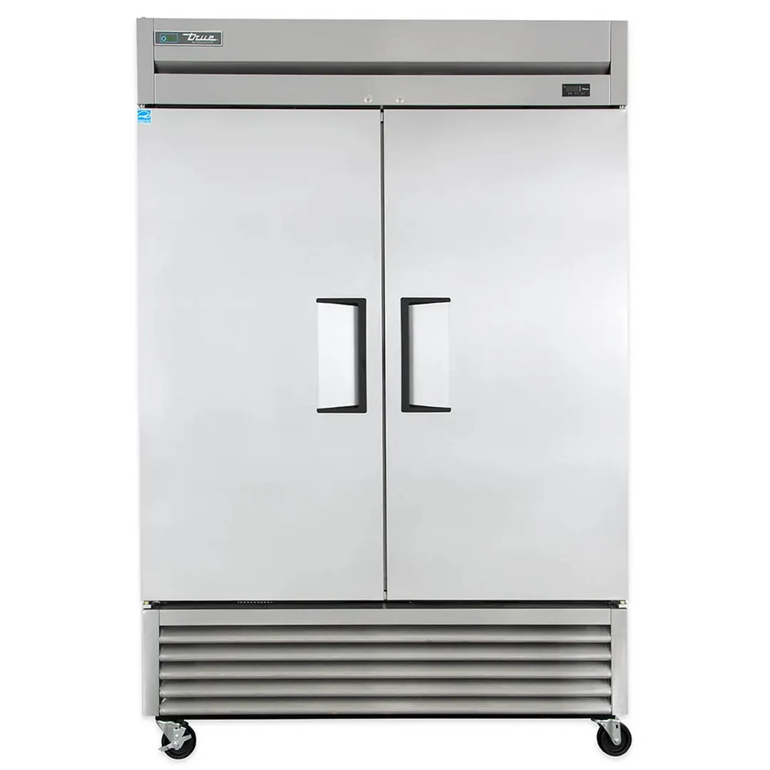 True T-49-HC 54" 2-Section Reach-In Refrigerator w/ 2 Solid Doors, Bottom Mount, Stainless Steel Front-Aluminum Sides