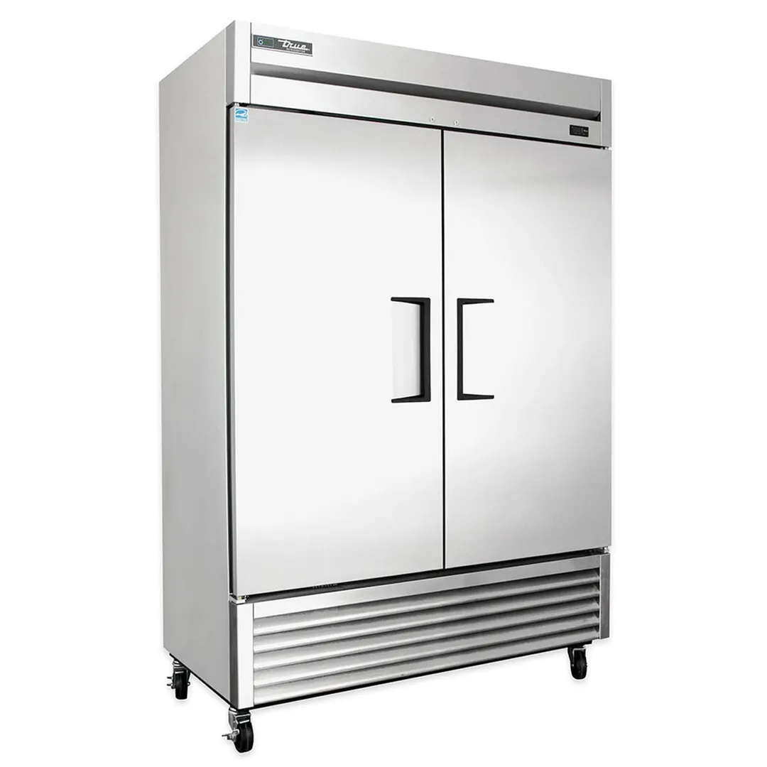 True T-49-HC 54" 2-Section Reach-In Refrigerator w/ 2 Solid Doors, Bottom Mount, Stainless Steel Front-Aluminum Sides