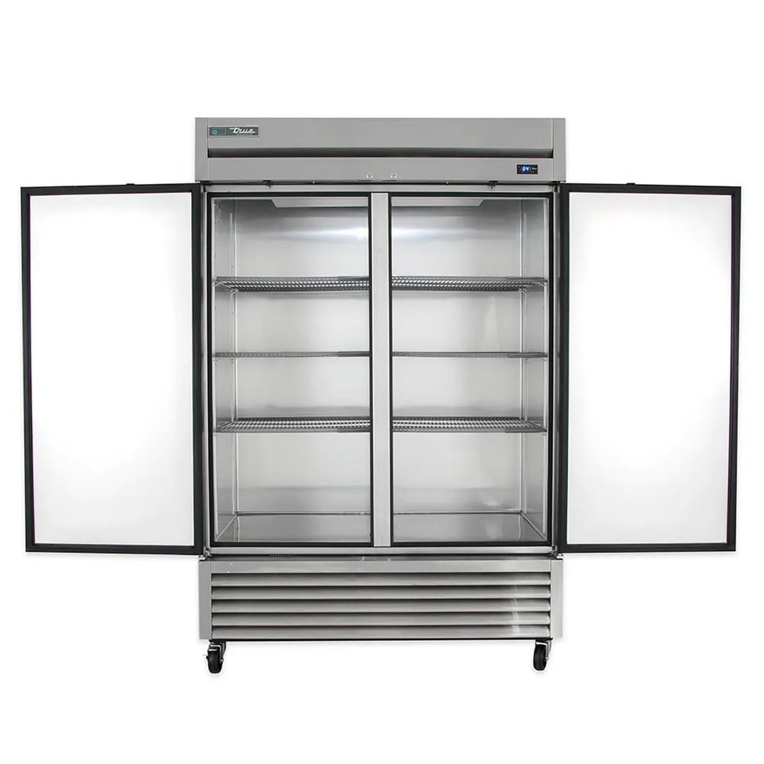 True T-49-HC 54" 2-Section Reach-In Refrigerator w/ 2 Solid Doors, Bottom Mount, Stainless Steel Front-Aluminum Sides