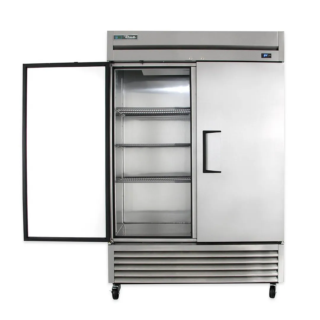 True T-49-HC 54" 2-Section Reach-In Refrigerator w/ 2 Solid Doors, Bottom Mount, Stainless Steel Front-Aluminum Sides