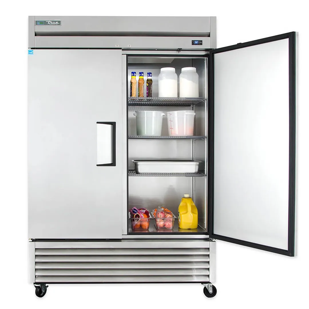 True T-49-HC 54" 2-Section Reach-In Refrigerator w/ 2 Solid Doors, Bottom Mount, Stainless Steel Front-Aluminum Sides