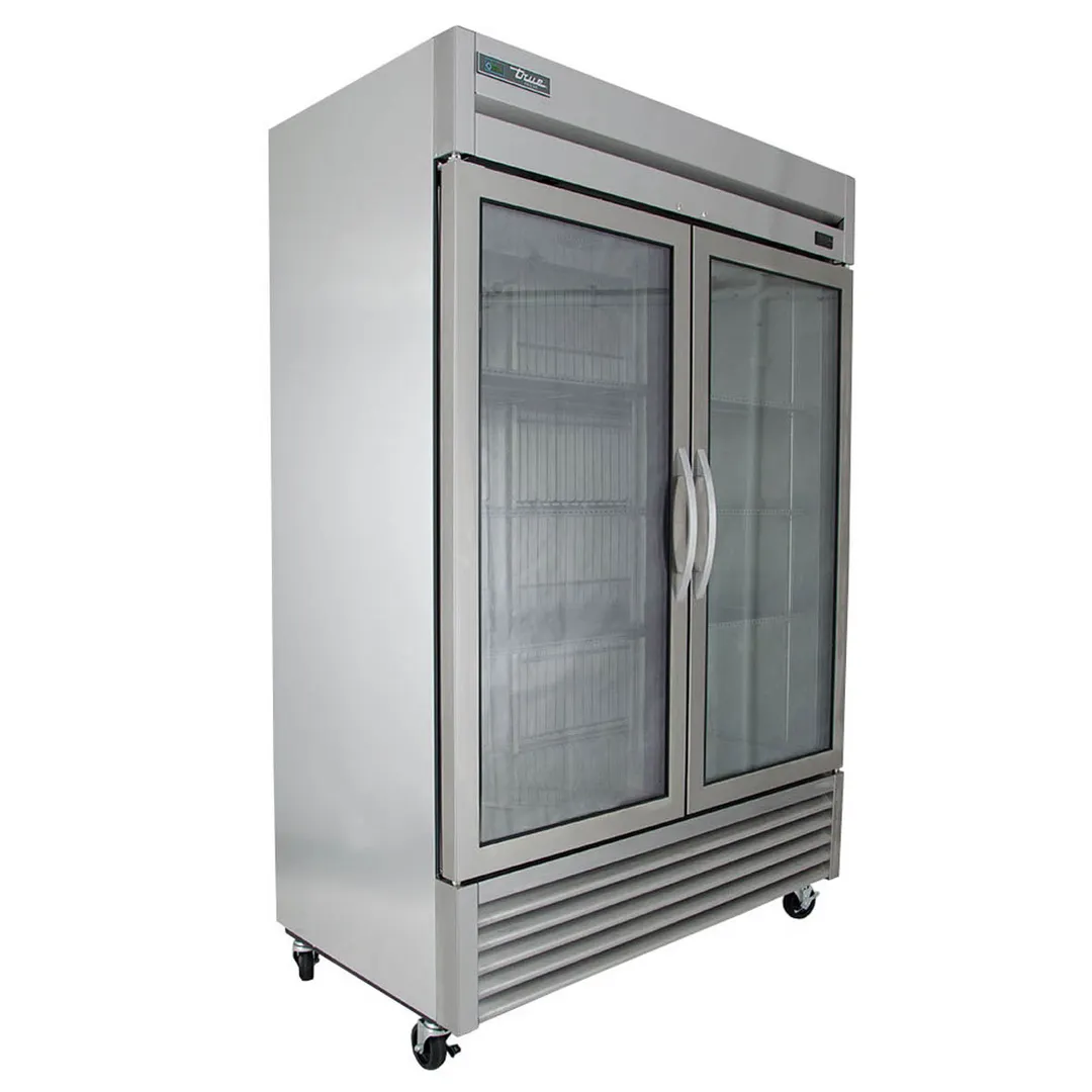 True T-49FG-HC~FGD01 54" Two Section Reach-In Freezer w/ 2 Glass Doors, Stainless Steel Front Aluminum Sides
