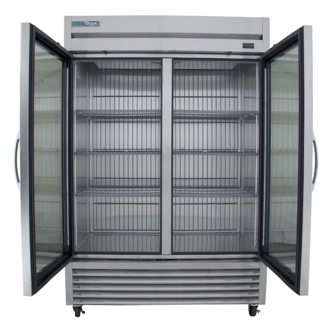 True T-49FG-HC~FGD01 54" Two Section Reach-In Freezer w/ 2 Glass Doors, Stainless Steel Front Aluminum Sides