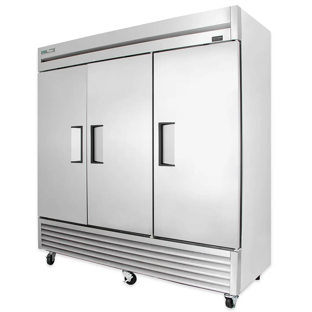 True T-72-HC 78" 3-Section Reach-In Refrigerator w/ 3 Solid Doors, Bottom Mount, Stainless Steel Front-Aluminum Sides