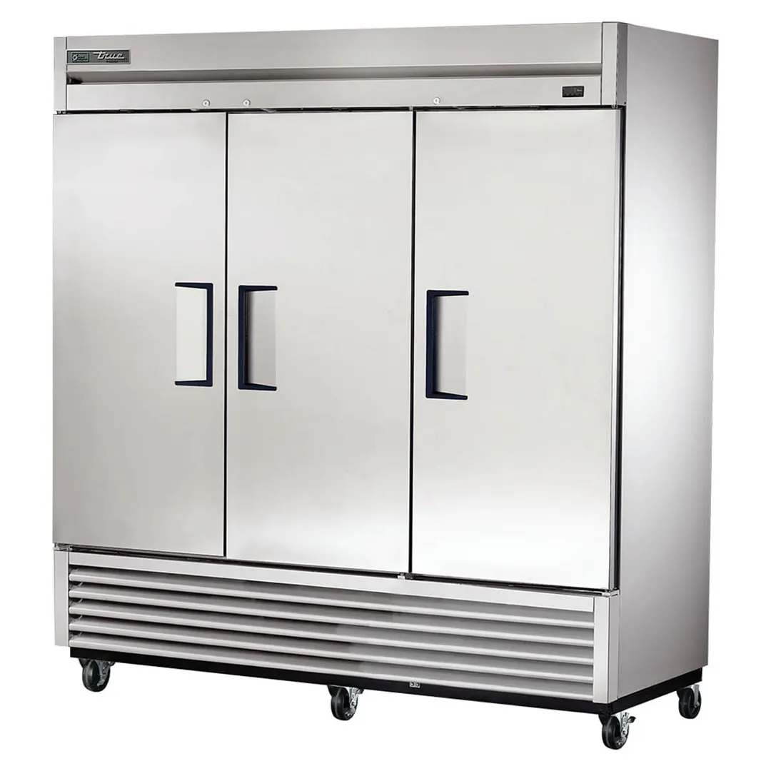 True T-72F-HC 78“ 3-Solid Door Reach-In Freezer, Bottom Mounted, 72 cu. ft., Stainless Steel Front, Aluminum Sides