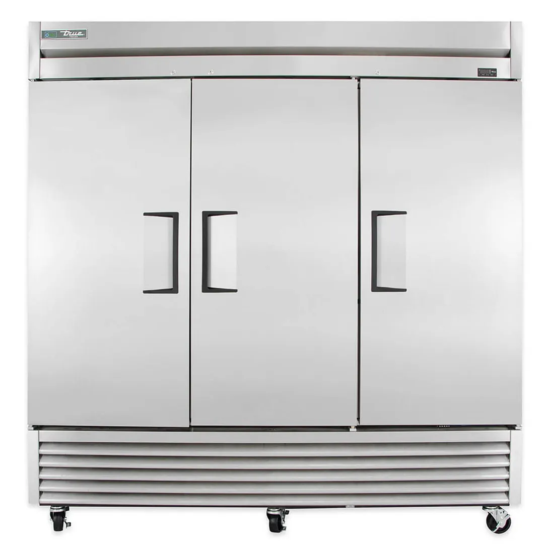 True T-72F-HC 78“ 3-Solid Door Reach-In Freezer, Bottom Mounted, 72 cu. ft., Stainless Steel Front, Aluminum Sides