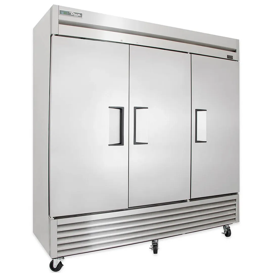True T-72F-HC 78“ 3-Solid Door Reach-In Freezer, Bottom Mounted, 72 cu. ft., Stainless Steel Front, Aluminum Sides