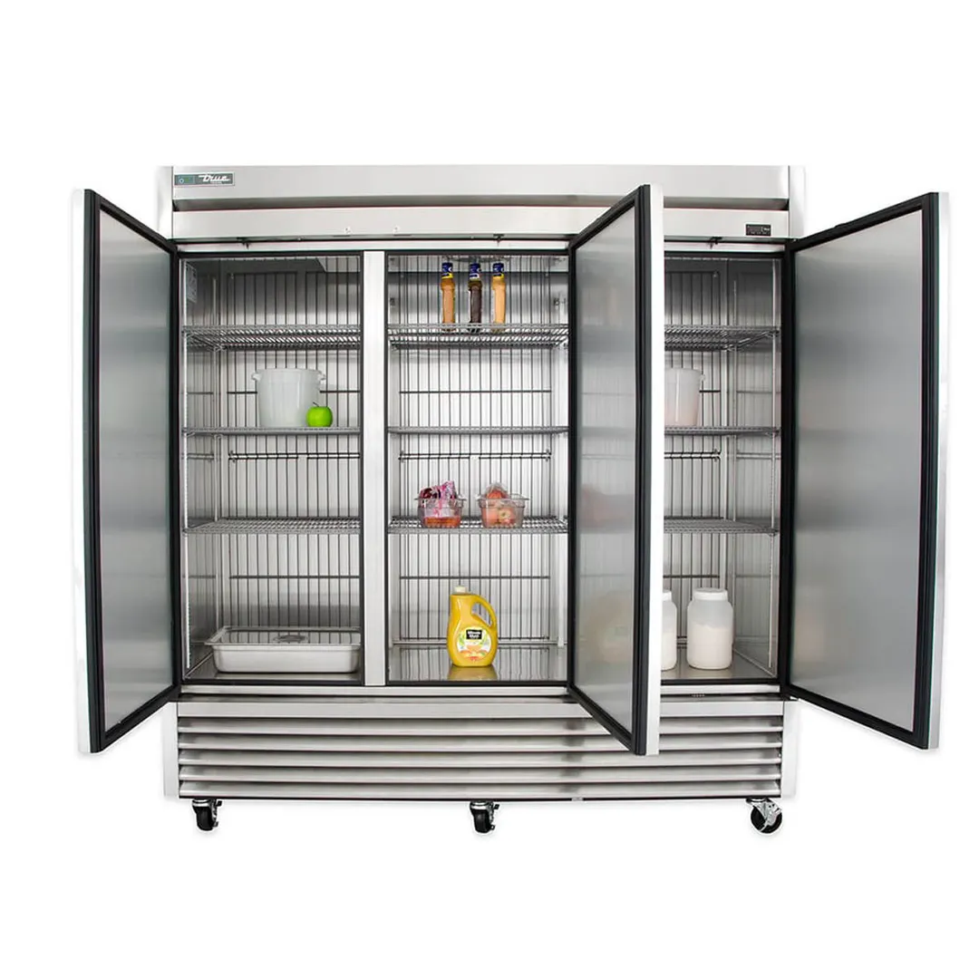 True T-72F-HC 78“ 3-Solid Door Reach-In Freezer, Bottom Mounted, 72 cu. ft., Stainless Steel Front, Aluminum Sides