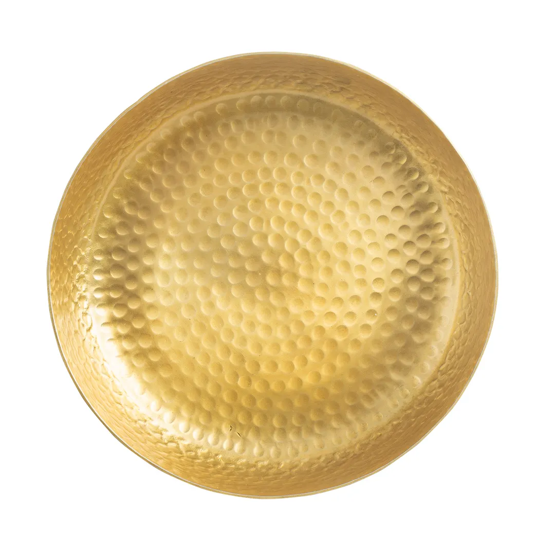 TableCraft Products 10740 - Round 8½" Aluminum Platter, Crackle Pattern, Gold Powder Finish - 1/Each