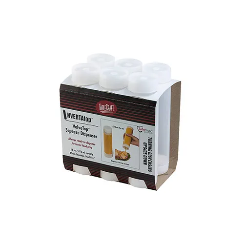 TableCraft Products C16SV Invertatop™ Squeeze Dispenser, 16 Oz, Valve Top™ 53mm, Certified - 6/Pack
