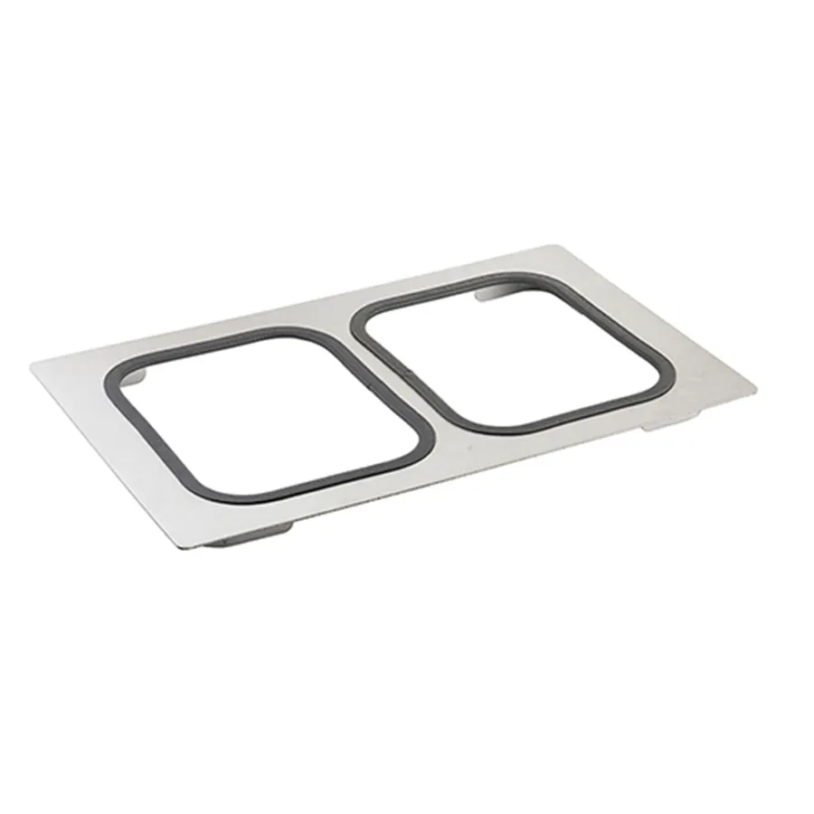 TableCraft CW1104BRS - Tri-Ply Serveware Template 21.5" x 13.5" Silver Stainless Steel Gaskets Safe