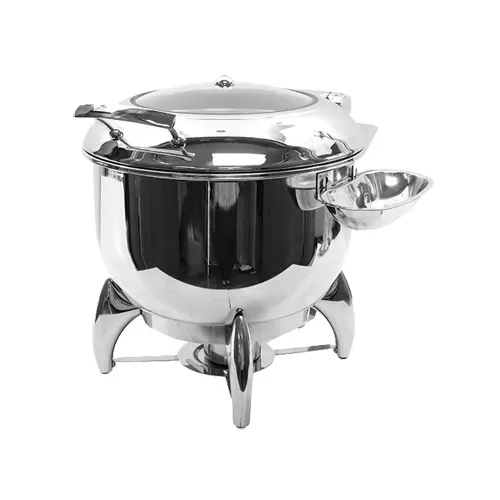 TableCraft CW40178 Soup Chafer Stand, 9 Qt 16-1/4" x 19-1/2" x 18" Steel, Hinged Cover Safe