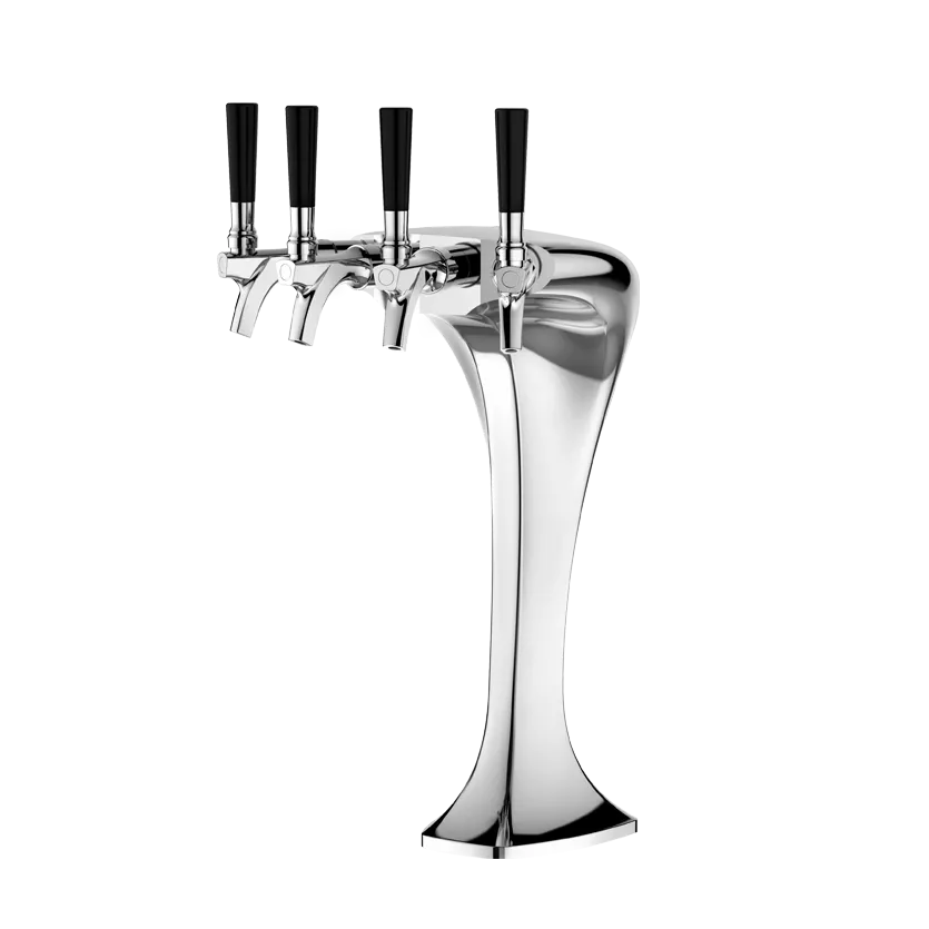 Talos 1032460-20 Cobra Draft Beer Tower, Countertop, 4‑Tap Glycol‑Cooled, Steel, Brass Chrome Finish