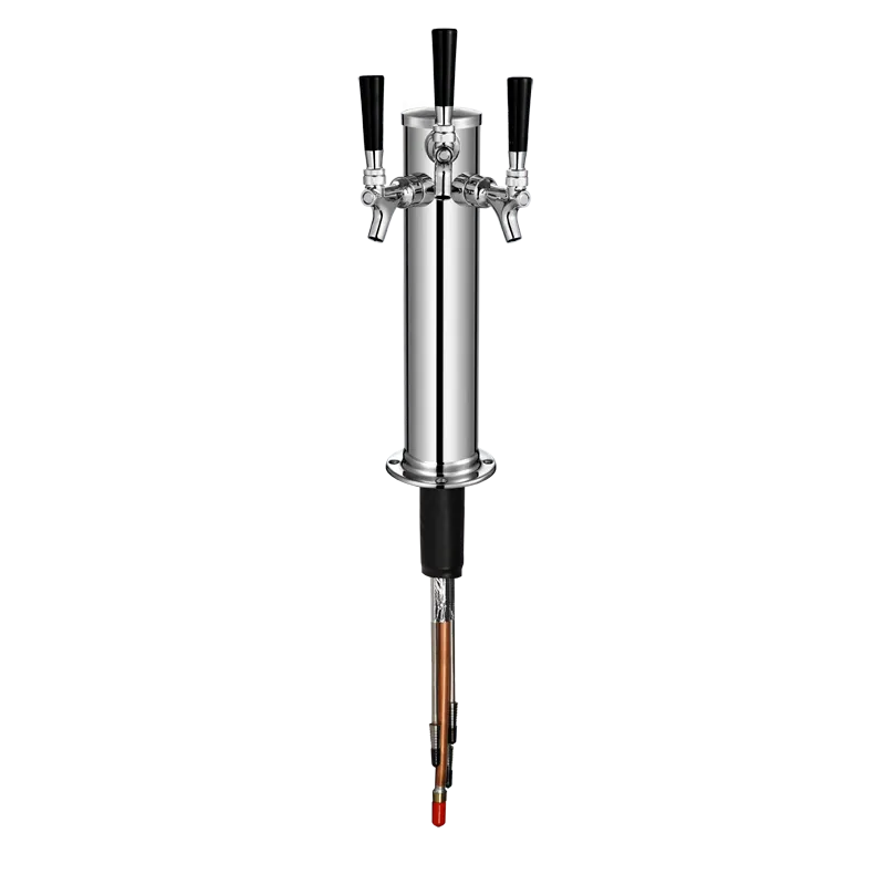 Talos 1042360-00 Draft Beer Tower, Countertop, 3‑Tap Glycol‑Cooled, 304 Stainless Steel, Chrome