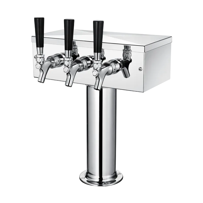 Talos 1044302-00 T-Type 3-Way Draft Beer Tower, Countertop, 3 Tap Steel Finish, PVC Tubing