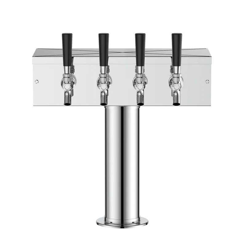 Talos 1044402-00 T-Type 4‑Way Draft Beer Tower, 4 Taps, Counter Glycol‑Cooled, Chrome Steel PVC Tube