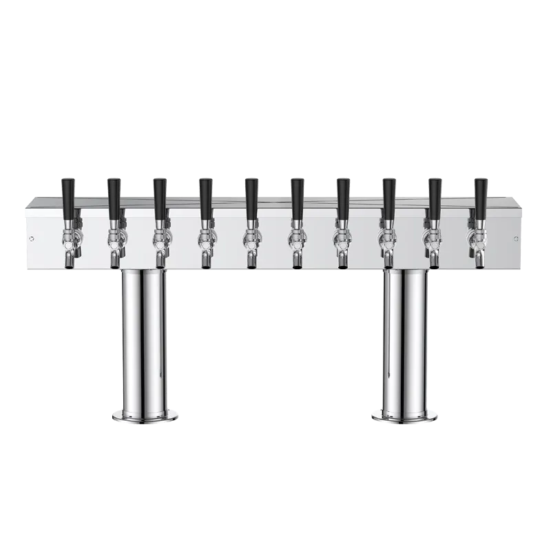 Talos 1044803-00 T‑Type 8‑Way Draft Beer Tower, 8 Taps, Countertop, 2‑Column Chrome, Steel PVC Tube