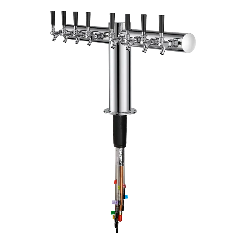 Talos 1045865-00 T‑Shaped Draft Beer Tower 8‑Tap Countertop, Steel Tube, Chrome Finish, Glycol‑Cooled