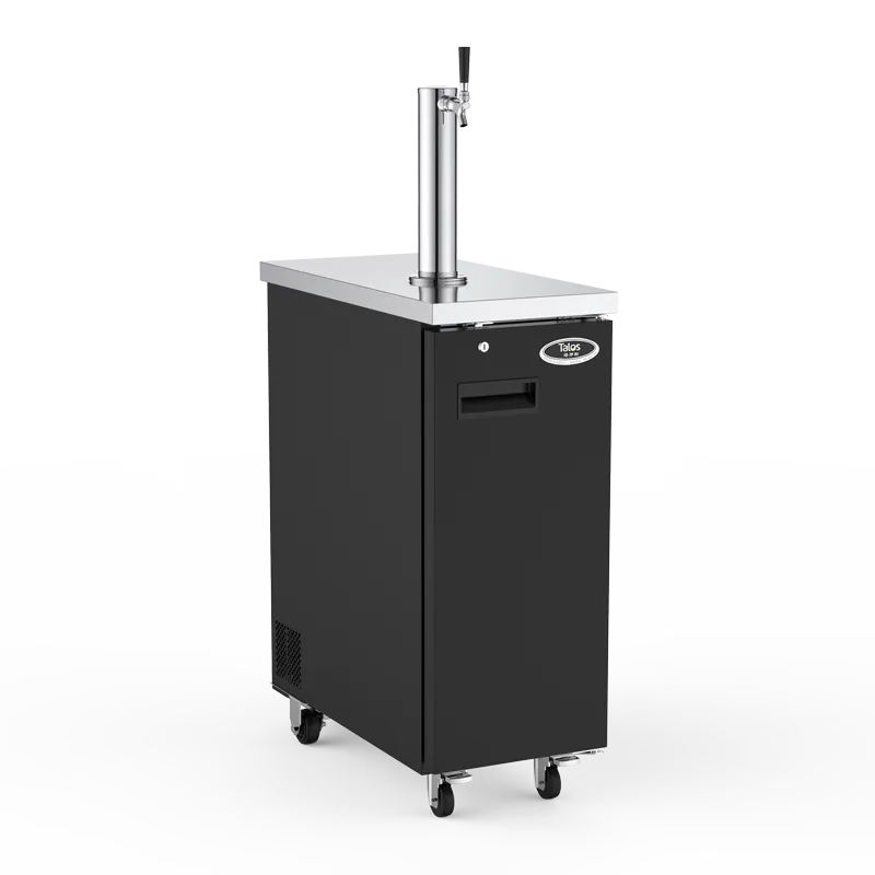 Talos 1080287-75 Kegerator Draft Beer Cooler, 17" Black Finish, Holds Two 1/6 Kegs, R134a, Casters