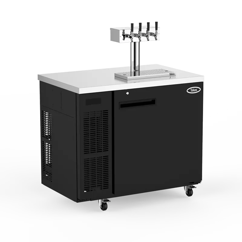 Talos 1080687-75 Kegerator, 45" Black Beer Cooler, 5-8 1/6" Kegs, Cooled, Lock, Casters, R134a