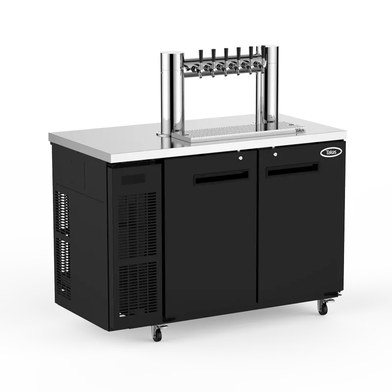 Talos 1080887-75 Keg Cooler, 56" Black Draft Beer Refrigerator, Air‑Cooled R134a, 5‑8 1/6" Kegs