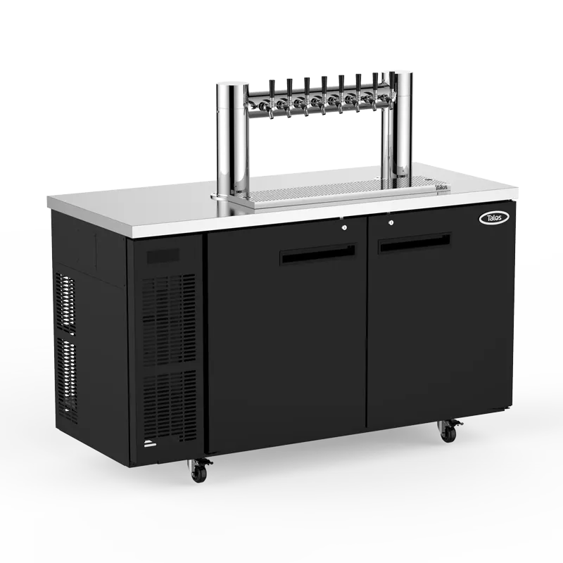 Talos 1080987-75 Kegerator Draft Beer Cooler, 66" Black, 9‑12 Slim 1/6" Kegs, Lock, R134a