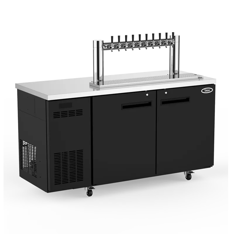 Talos 1080989 Kegerator, 71" Black, 9-12 Slim 1/6" Kegs, Air/Water Cooled, Lock, Casters, R134a