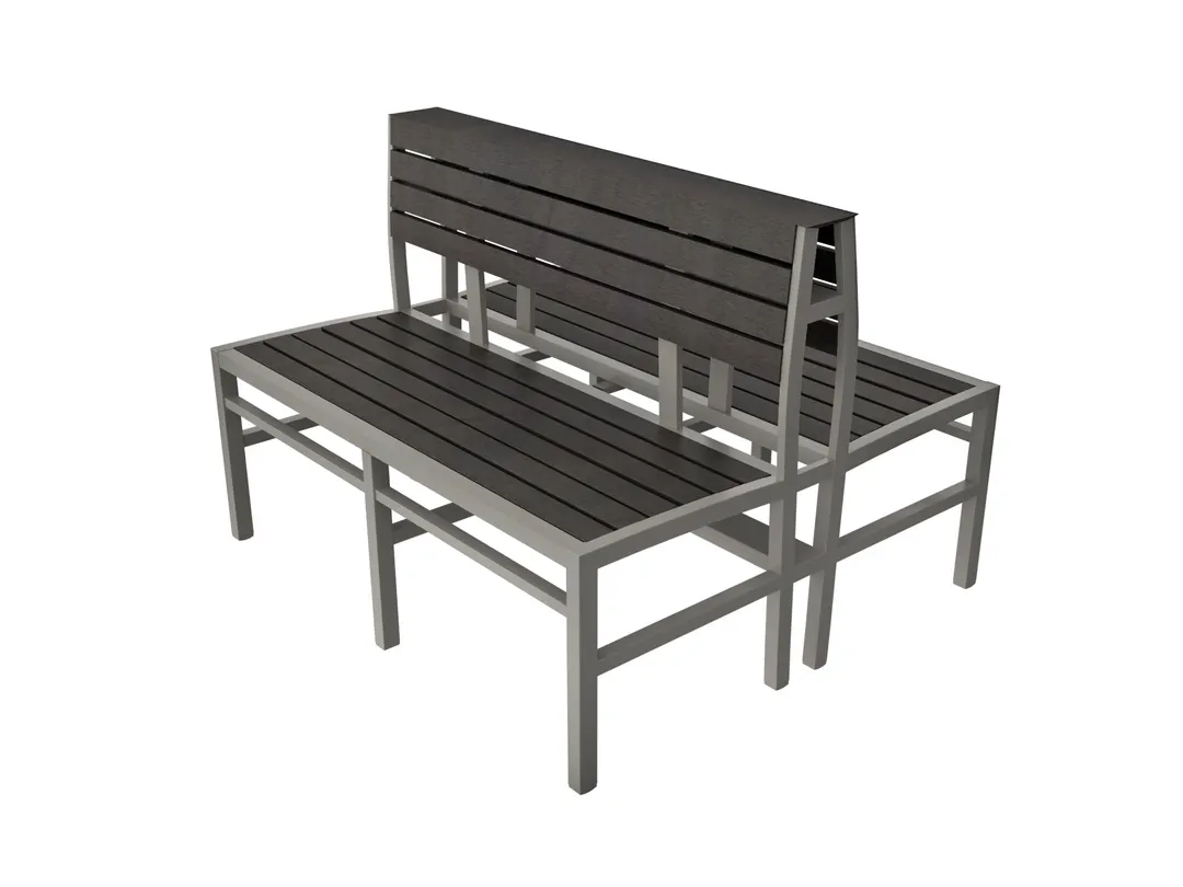 Tarrison ASG370B12SSST Ace Double Dining Height Bench, 49"W 18 3/5"D x 34"H, Plywood Slats, Rust Proof Aluminum, Silver and Slate Finish