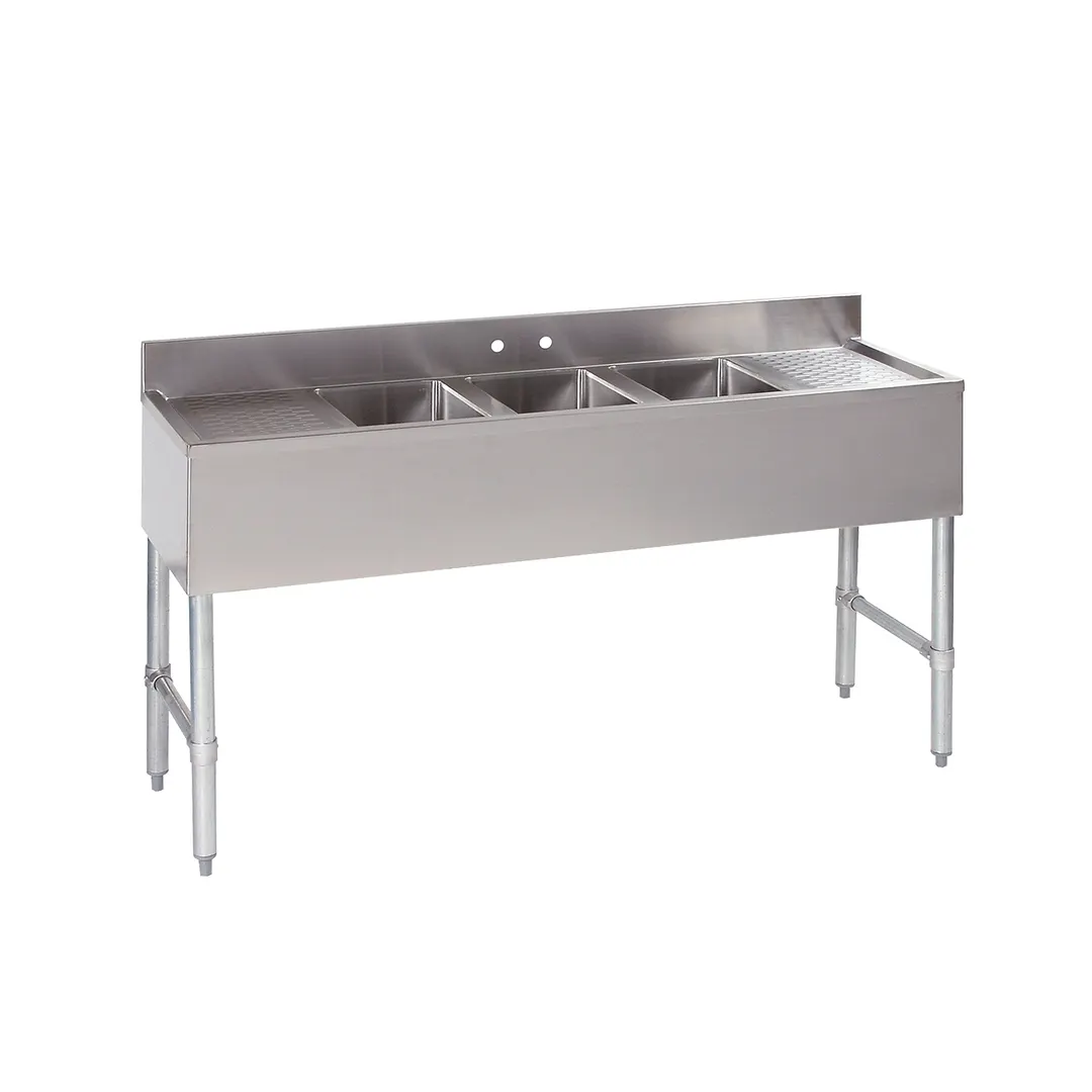 Tarrison TA-BS32460LR 60" Underbar Sink Units, 3 Compartment with 2 Drainboards