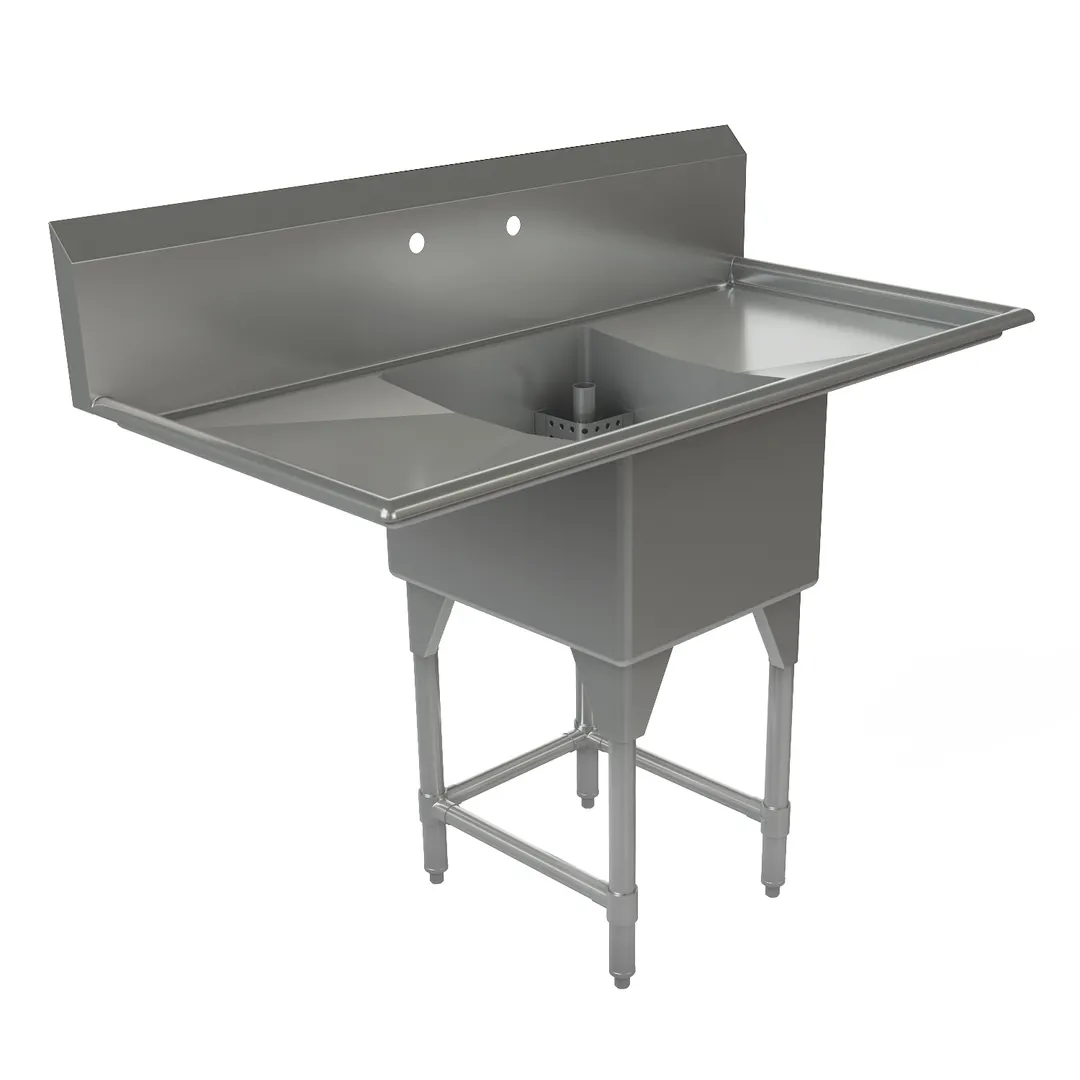 Tarrison TA-CDS118LR-KIT 54" One Compartment Sink, 18"W x 21"L Bowl With 2 Drainboards