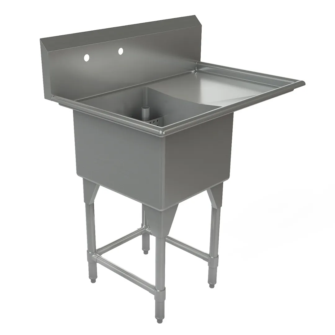 Tarrison TA-CDS118R16-KIT 39" One Compartment Sink, 18"W x 21"L Bowl With Right-Hand Drainboards