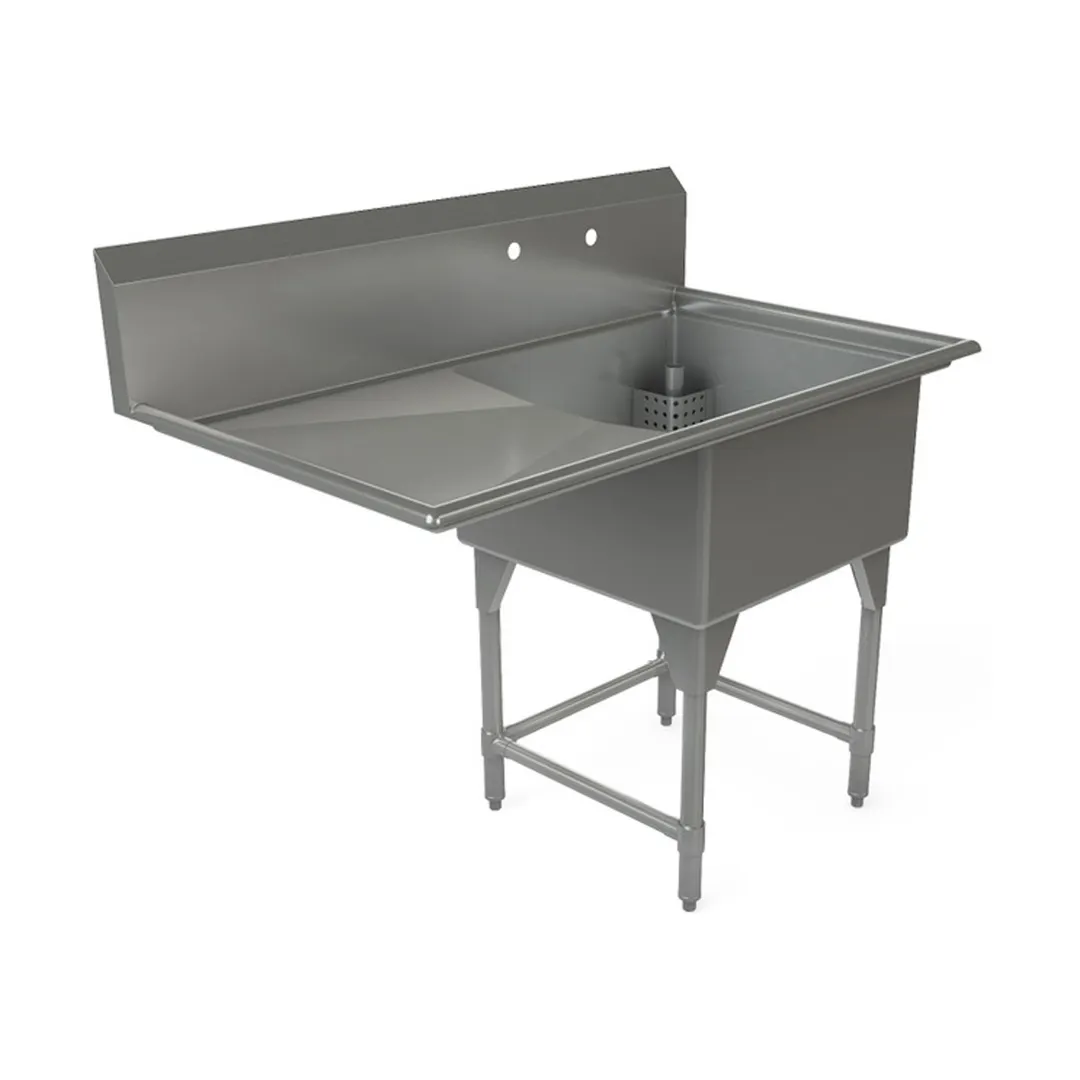 Tarrison TA-CDS124L-KIT 51" One Compartment Sink, 24"W x 24"L Bowl With Left-Hand Drainboards