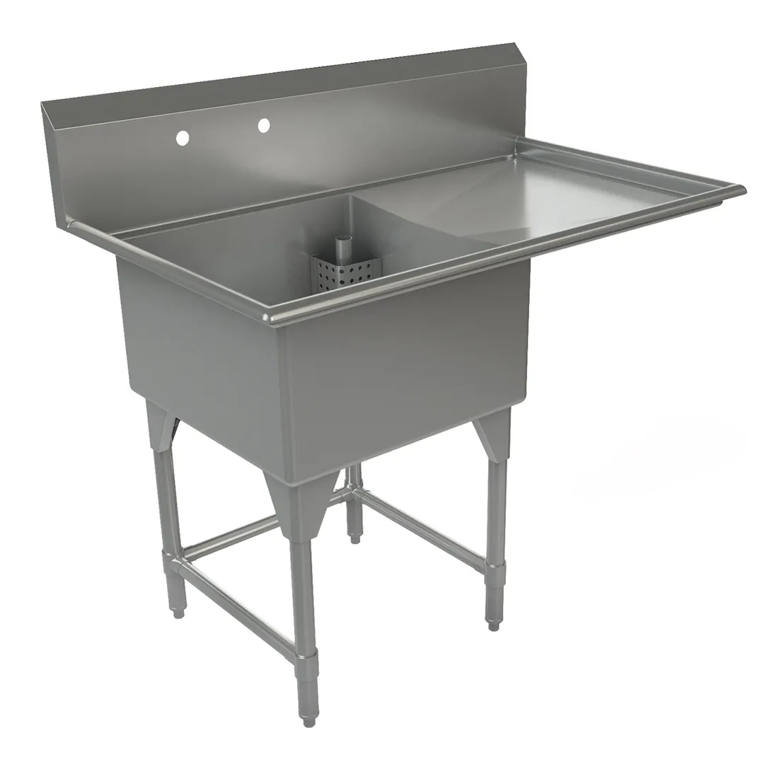 Tarrison TA-CDS124R16-KIT 51" One Compartment Sink, 24"W x 24"L Bowl With Right-Hand Drainboards/16 gauge