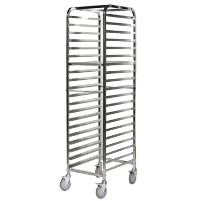 Tarrison TA-PRS15S 40 Pan Stainless Steel Mobile Side Load Bun / Sheet Pan Rack, Unassembled