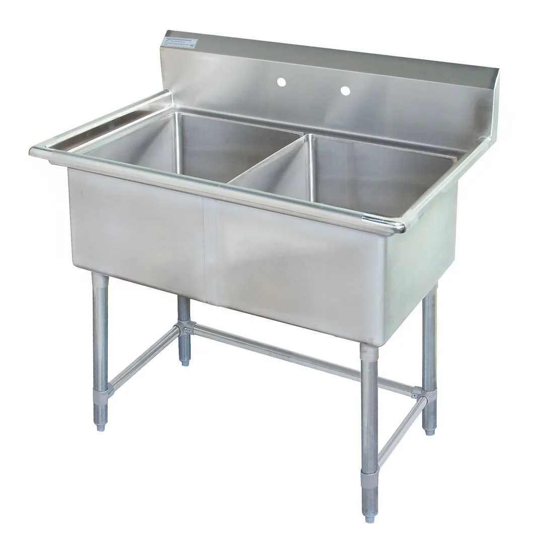 Tarrison TA-PS218-KIT 42" Two Compartment Sink, 18"W x 18"L Bowl Without Drainboard - 18 Gauge