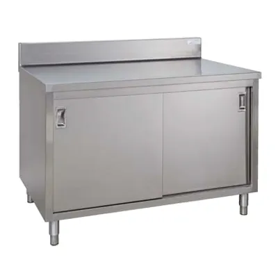 Tarrison TC-C2442B Sliding Door Servery Work Table with Mid-Shelf, 42"W X 24"D / Backsplash