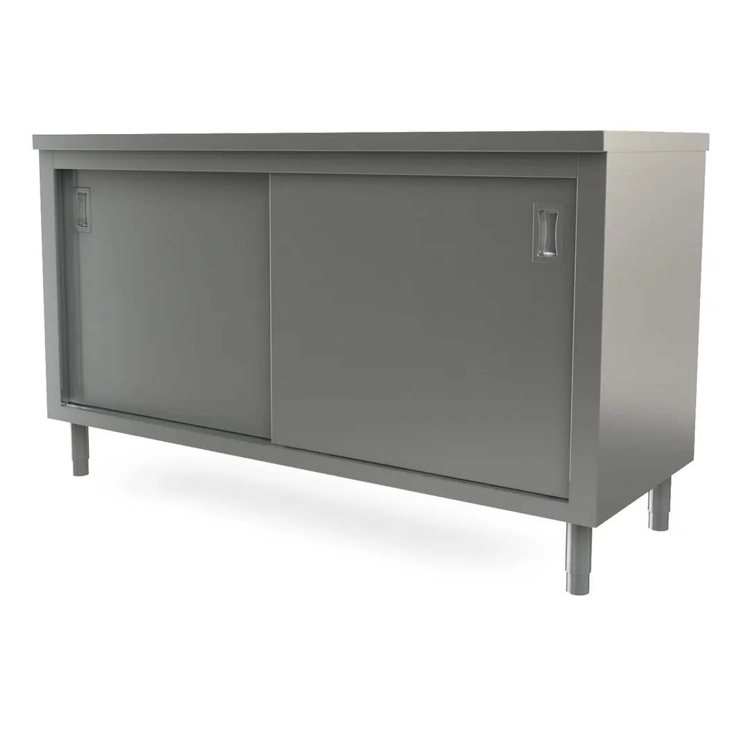 Tarrison TC-C2460 Sliding Doors Cabinet Base Servery Work Table with Mid-Shelf, 60"W X 24"D