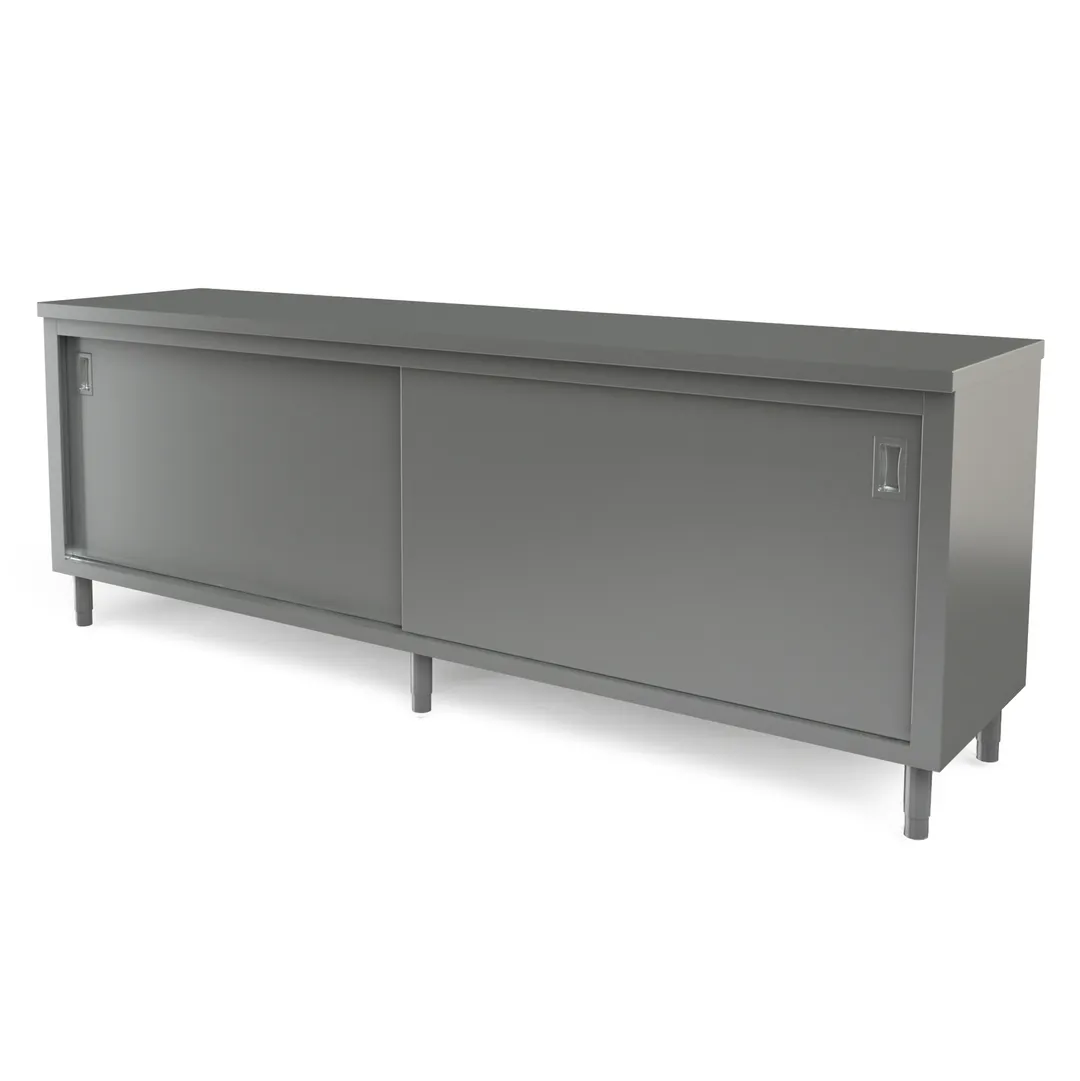 Tarrison TC-C2496 Sliding Doors Cabinet Base Servery Work Table with Mid-Shelf, 96"W X 24"D