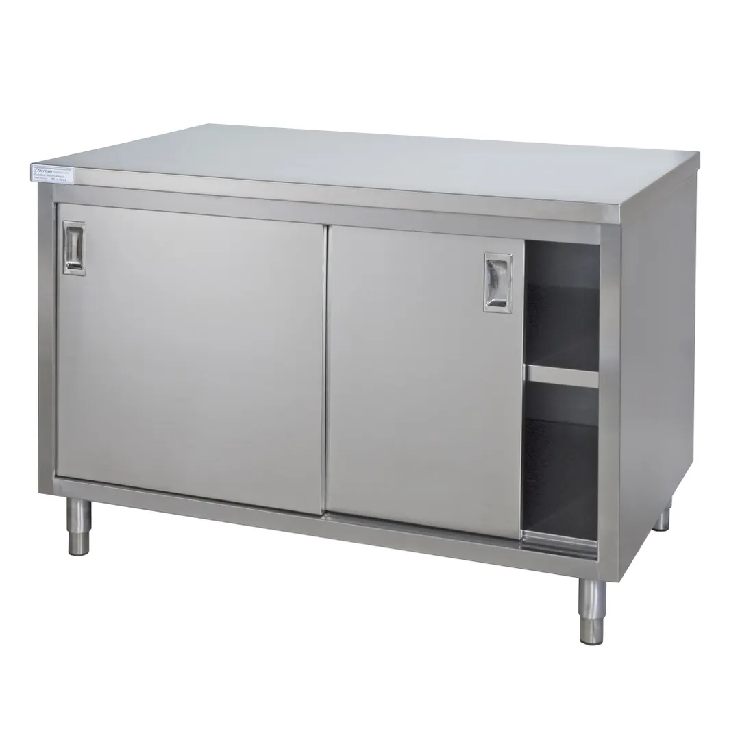 Tarrison TC-C3048 Sliding Doors Cabinet Base Servery Work Table with Mid-Shelf, 48"W X 30"D