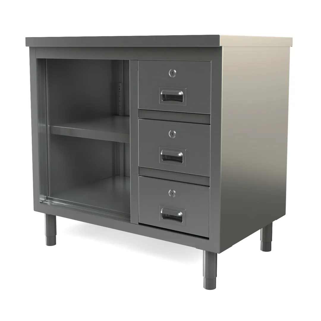 Tarrison TC-CO2436D-KIT Open Front Work Table with Mid-shelf & Lockable Drawer, 36"W x 24"D